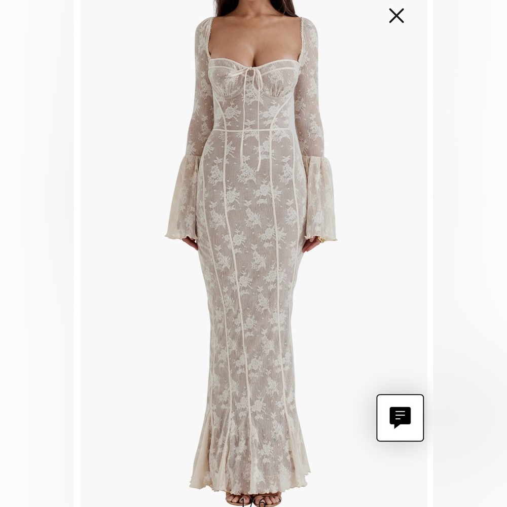 House of CB Delilah Vintage Cream Lace Maxi  Dress